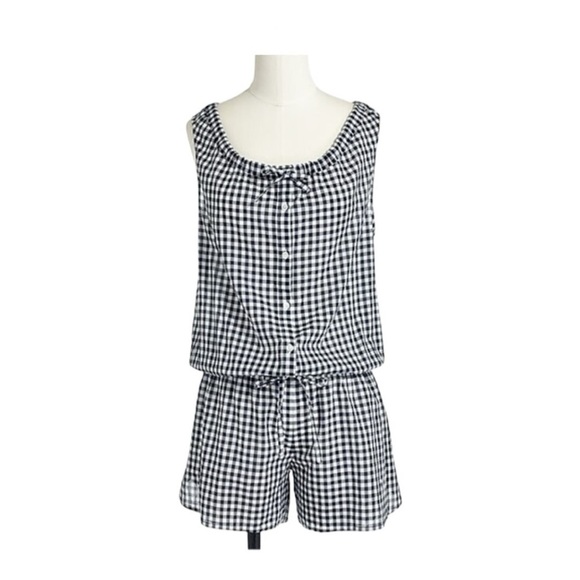 J. Crew Navy and White Gingham Romper Sz. Medium Light weight Brand New - Picture 6 of 7